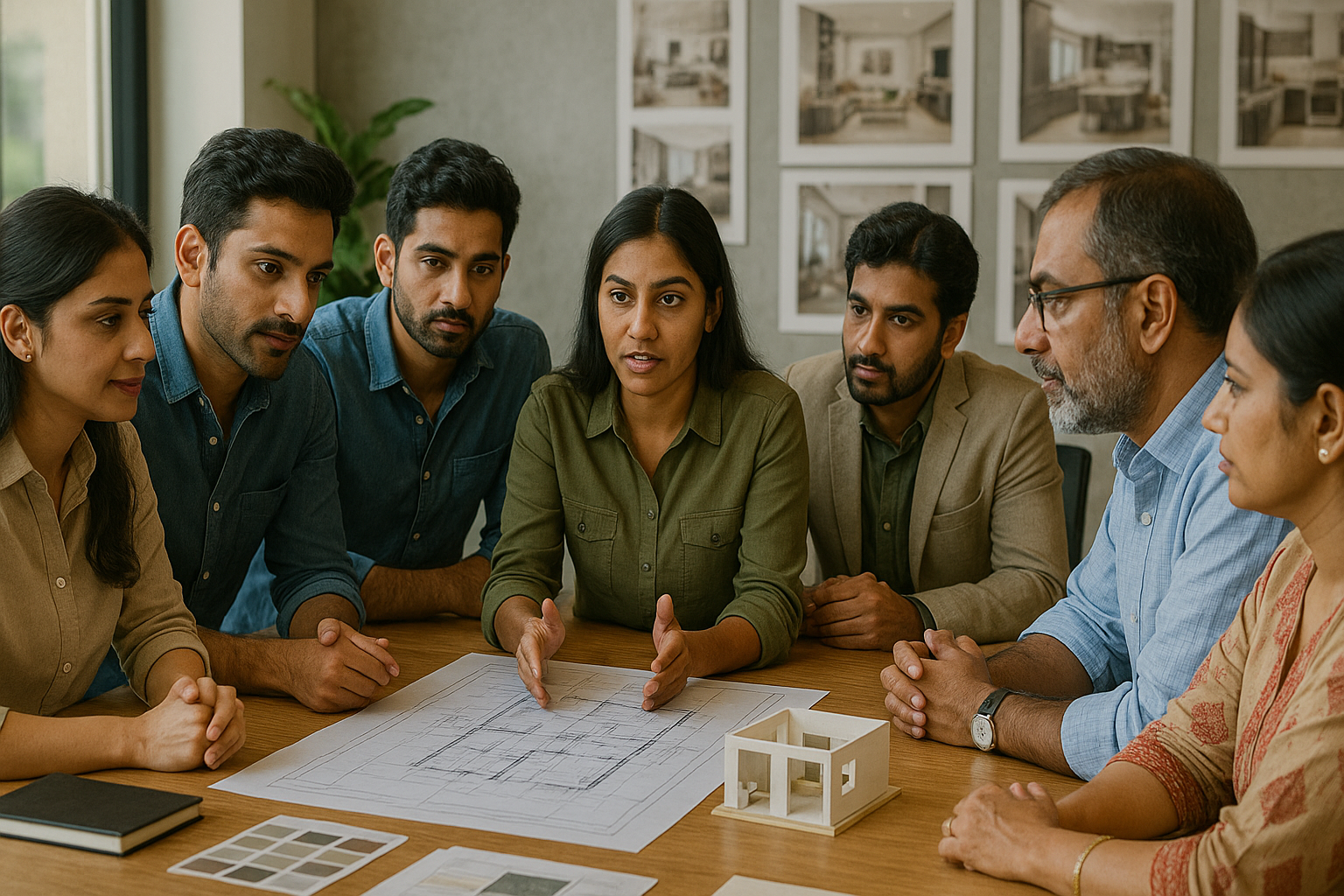 Contemporary bedroom interior with wooden elements